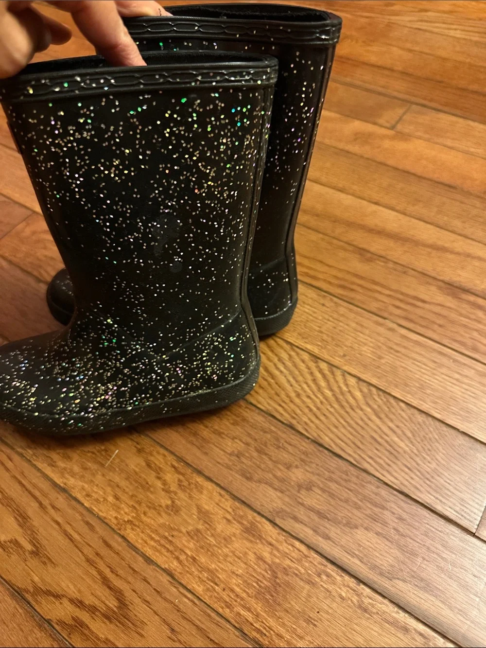 Hunter Black Glitter Mid-Calf Rain Boots